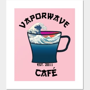 Vaporwave Aesthetic Great Wave Off Kanagawa Cafe Coffee Tea Posters and Art